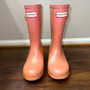 Girls Pink glitter hunter rain boots